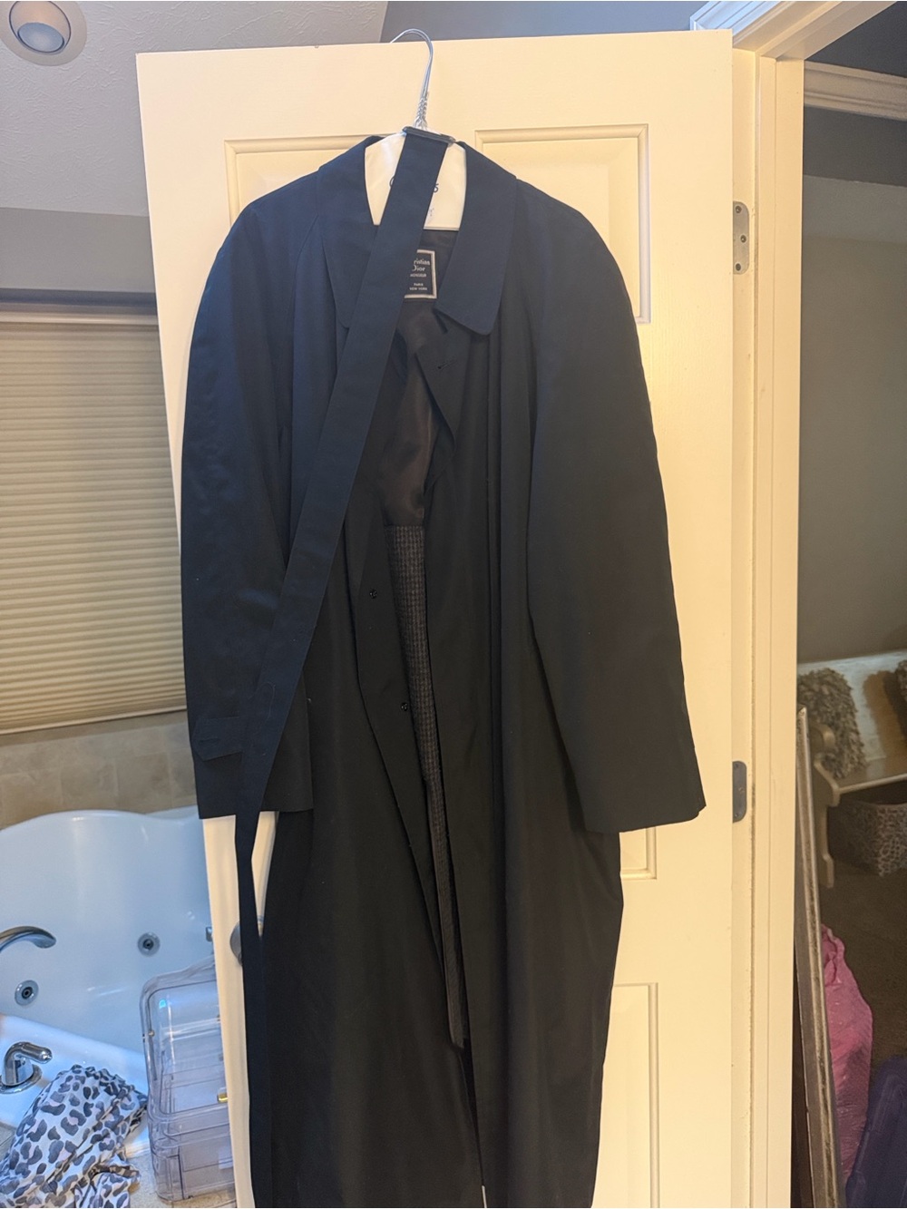 Dior Black Longline Trench Coat with Belt